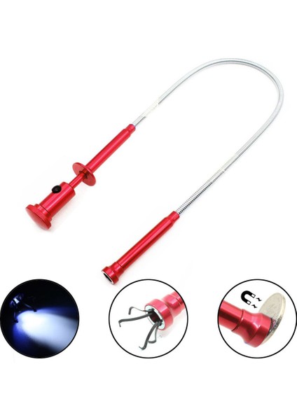 Esnek Toplama Aleti (Mıknatıs + 4 Pençe + LED Işık) Manyetik Uzun Yaylı Kavrama Ev Tuvalet Gereçleri Kanalizasyon Temizleme Toplama Aletleri-Kırmızı (Yurt Dışından) fiyatları