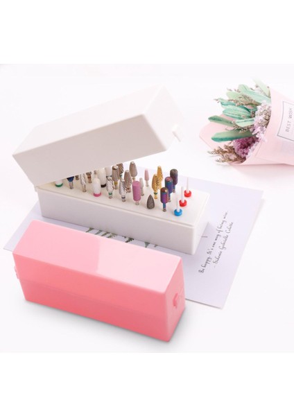 30 Delik Nail Art Matkap Saklama Kutusu Taşlama Lehçe Kafa Bit Tutucu Ekran Tırnak Matkap Uçları Organizatör Tırnak Standı Manikür Araçları (Yurt Dışından)