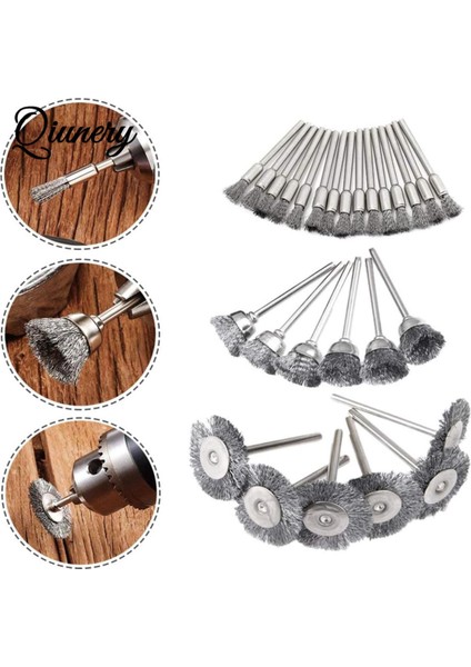 45 Adet Çelik Tel Fırça Çark Seti 3mm/1/8 Inç Saplı 3 Şekil Tekerlek Fırçası Fincan Fırçası Kalem Fırçası Parlatıcı Temizleme Taşlama (Yurt Dışından)