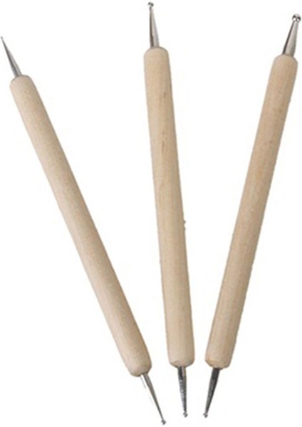 Kabartma Desen Dıy Kil Şekillendirme Modelleme Için 3 Adet Top Styluses Aletler Seti (Yurt Dışından)