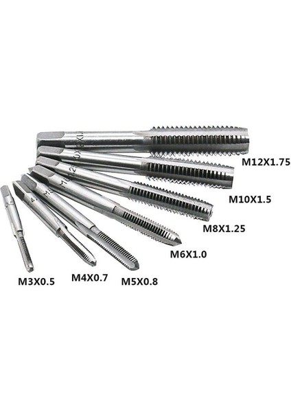 Te 8pcs M3-M12 Musluk Seti Küçük Musluk Bükülmüş El Aletleri Vida Konu Fişler Musluklar Gümüş (Yurt Dışından) indirimleri