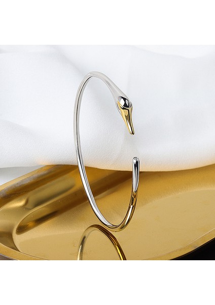 Lıvvy Gümüş Renk Kuğu Bilezik Basit Yaratıcı Niş Tasarım Kadınlar Için Kız Kore Versiyonu Tatlı Açık Bilezik El Takı (Yurt Dışından) modelleri