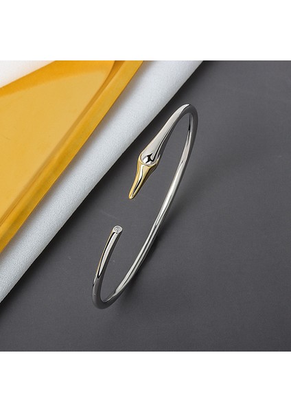 Lıvvy Gümüş Renk Kuğu Bilezik Basit Yaratıcı Niş Tasarım Kadınlar Için Kız Kore Versiyonu Tatlı Açık Bilezik El Takı (Yurt Dışından) indirimleri