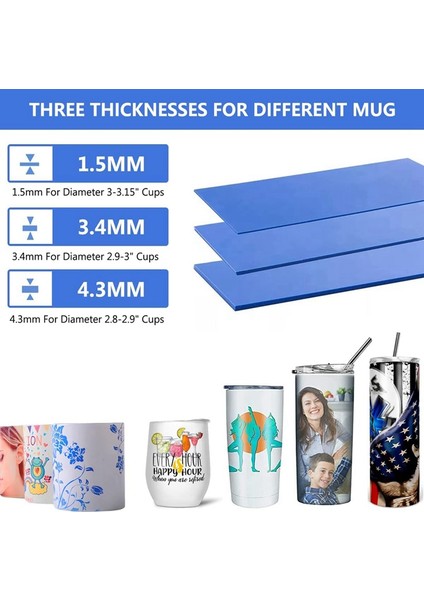 Cricut Mug ile Uyumlu Süblimasyon Kupa Sargı, Isıya Dayanıklı Bantlı 3 Kalınlıkta Silikon Sarma, Boşluklu Kupalar Için (Yurt Dışından) indirimleri