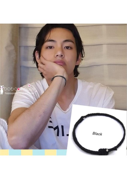 Yeni Kpop Bangtan Boys V Aynı Kadın Erkek Kız Ayarlanabilir Bilezik Bileklik El Yapımı Halat Bilezik Çift Hediyeler Yeşil Siyah (Yurt Dışından)