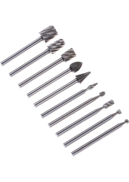 10 Adet 1/8 Inç Shank Freze Döner Dosya Çapak Bit Seti Ahşap Oyma Törpü Podazz (Yurt Dışından)