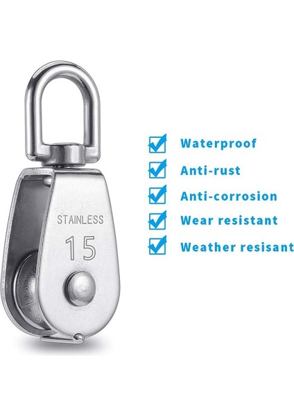 Adet Tek Lley Blok M15 Paslanmaz Çelik Küçük Lley Makaralı Halat Kablosu Için Açık Havada 360°DÖNEBILEN Gümüş Lley (Yurt Dışından) fırsatları