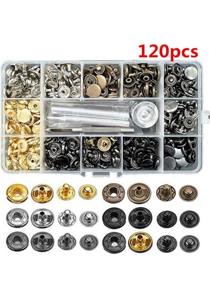 120 Adet Çıtçıtlı Bağlantı Elemanları Kiti 12.5mm Metal Düğme Çıtçıt Çıtçıt 4 Kurulum Mpj (Yurt Dışından)