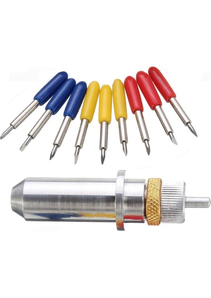 Quanbu 1 Adet Tungsten Çelik Oyma Çizim Kesici Bıçak Tutucu 9 Adet 30/45/60 Derece Vinil Kesici Bıçaklar 23X2MM (Yurt Dışından)