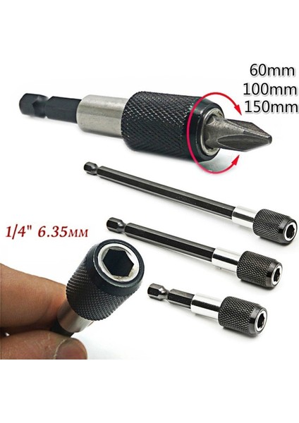 60/100/150MM 1/4 Hızlı Açılan Hex Shank Elektrikli Matkap Tornavida Bit Tutucu (Yurt Dışından)