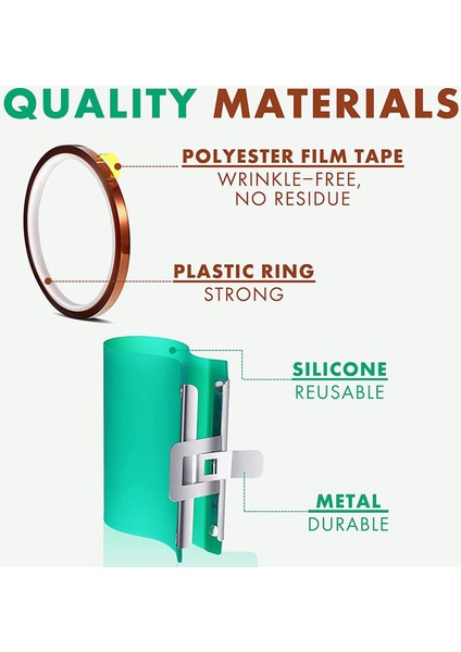 3D Heat Press-3 * 3D Süblimasyon Silikon Kap Ambalaj (11/12/15 Oz) 3 Rulo * Termal Transfer Bandı (33M)-YEŞIL (Yurt Dışından)