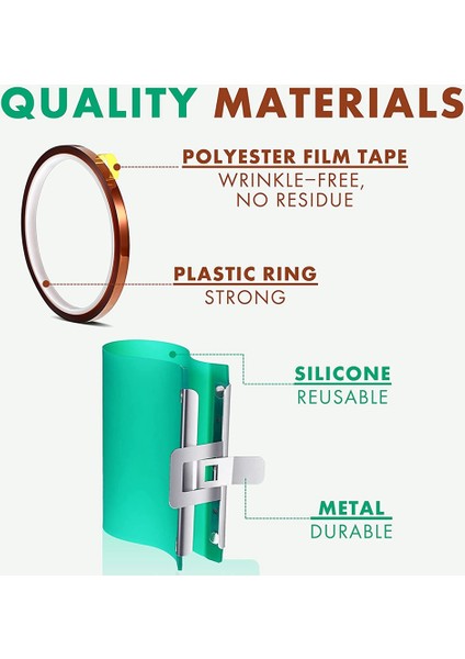 3D Heat Press-3 * 3D Süblimasyon Silikon Kap Ambalaj (11/12/15 Oz) 3 Rulo * Termal Transfer Bandı (33M)-YEŞIL (Yurt Dışından) fiyatları