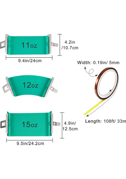 3D Heat Press-3 * 3D Süblimasyon Silikon Kap Ambalaj (11/12/15 Oz) 3 Rulo * Termal Transfer Bandı (33M)-YEŞIL (Yurt Dışından) fırsatları