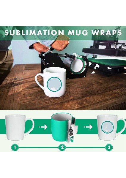3D Heat Press-3 * 3D Süblimasyon Silikon Kap Ambalaj (11/12/15 Oz) 3 Rulo * Termal Transfer Bandı (33M)-YEŞIL (Yurt Dışından) indirimleri