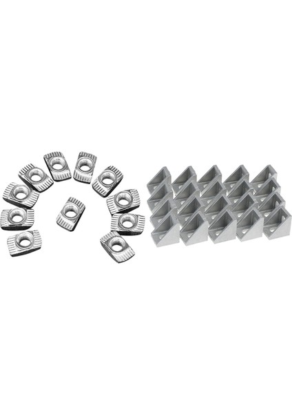 BRADOO-100 Adet M5 Çekiç Somun Konektörü T Bağlantı Elemanı Sürgülü Somun ve 20 Adet Köşe Montaj Açısı Konnektör Braketi Raptiye Maç (Yurt Dışından) fırsatları