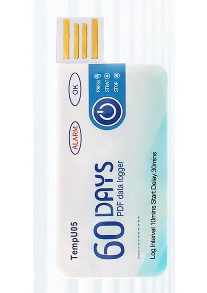 Sıcaklık Analizörü TEMPU05 60 Gün Tek Kullanımlık Sıcaklık Analizörü Aşırı Sıcaklık Alarmı Veri Kaydedici Pdf USB (Yurt Dışından)