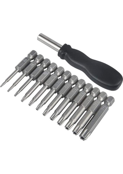 12 Paket Torx Başlı Tornavida Ucu Seti 1/4 Inç Hex Shank T5-T40 Yıldız Tornavida Alet Kiti 1 Paket Saplı (Yurt Dışından)