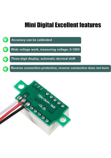 Voltmetre Ölçer Test Cihazı Mavi/kırmızı/yeşil LED Ekran Gerilim Test Cihazı 0.36 Inç 3 Telli Dc 0-30 V 3 Haneli Voltmetre (Yurt Dışından) modelleri