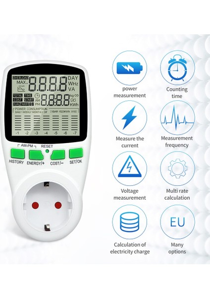 Wer Metre Wattmetre Elektrik Tüketimi Test Cihazı Vu Kwh Metre Tek Yuva Watimetro Sayacı Voltmetre 230 Watttimetre (Yurt Dışından)