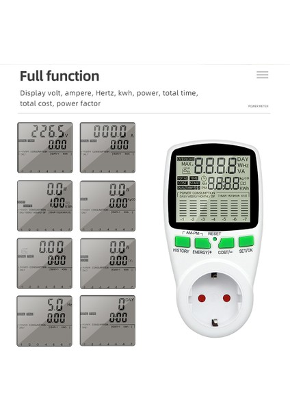 Wer Metre Wattmetre Elektrik Tüketimi Test Cihazı Vu Kwh Metre Tek Yuva Watimetro Sayacı Voltmetre 230 Watttimetre (Yurt Dışından)