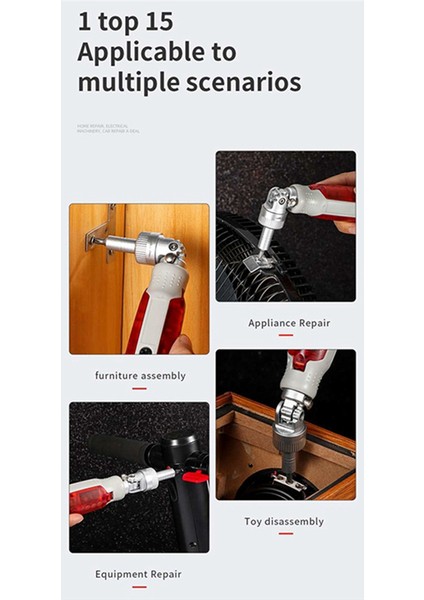 Çok Açılı Çift Yönlü Cırcır Tornavida Seti 15 In 1 Torx Manyetik Tornavida Ucu Hassas Tornavidalar Dayanıklı B (Yurt Dışından)