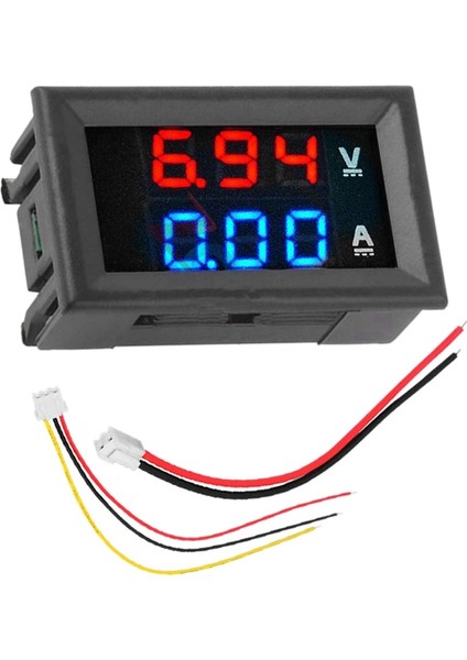 Adet Dijital Voltmetre Ampermetre Dc 100V 10A Amp Gerilim Akım Ölçer Test Cihazı Mavi + Kırmızı Çift LED Ekran Paneli Bağlantı Telleri ile (Yurt Dışından)