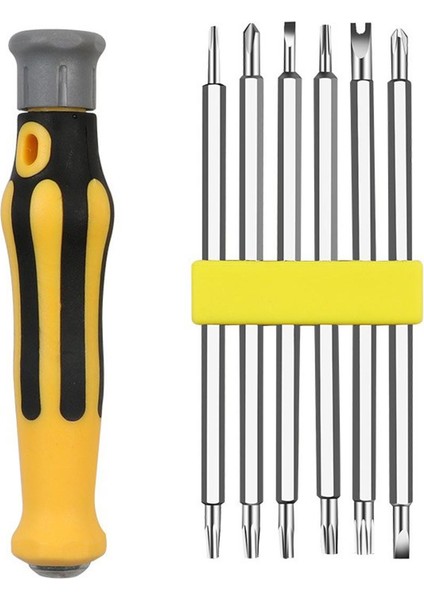 6'sı 1 Arada Çok Fonksiyonlu Manyetik Tornavida Seti Hassas Manyetik Hex Torx Oluklu Yıldız Uçları Onarım Alet Setleri (Yurt Dışından)