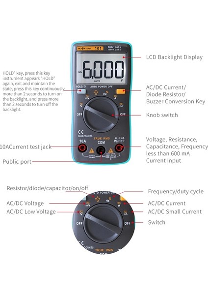 Dijital LCD Multimetre 6000 Sayım Dc/ac Ampermetre Voltmetre Ohm Volt Test Cihazı Gerilim Ölçer Sıcaklık Elektrik Test Cihazı (Yurt Dışından) indirimleri