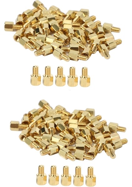 100 Adet Pirinç Vida Zıtlaşmaları Altıgen Ara Parçalar M3 Erkek x M3 Dişi 5mm (Yurt Dışından) fiyatları