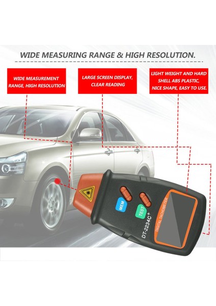 Ha Dijital Lazer Fotoğraflı Takometre Temassız Rpm Tach Hız Göstergesi Motor-Siyah ve Turuncu (Yurt Dışından) modelleri