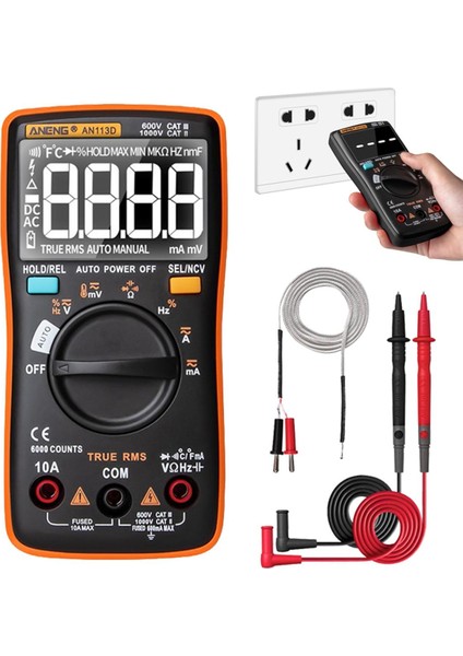 Dijital Multimetre 6000 Sayım Elektrik Ölçer Transistör Test Cihazı Sıcaklık Otomatik Değişen Ac/dc Gerilim Ölçer Ampermetre Direnç Ölçer Voltmetre (Yurt Dışından)