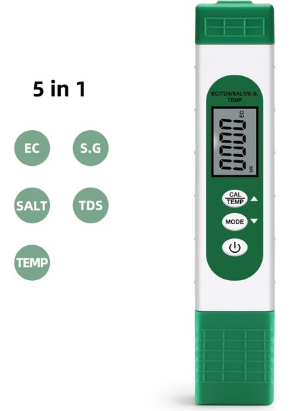 Dijital Ec/tds/salt/sg/sıcaklık Ölçer 5 In 1 Yüzme Havuzu Için Su Kalitesi Saflık Iletkenlik Test Cihazı (Yurt Dışından) modelleri