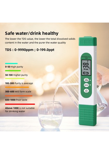 Dijital Ec/tds/salt/sg/sıcaklık Ölçer 5 In 1 Yüzme Havuzu Için Su Kalitesi Saflık Iletkenlik Test Cihazı (Yurt Dışından) indirimleri