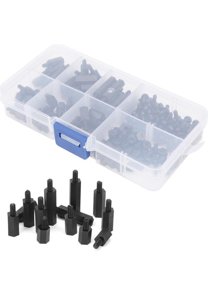 180 Adet Naylon Vida Somun Çeşitleri Standoff Kiti Tek Yönlü Siyah M3 x 6mm Yeni (Yurt Dışından)