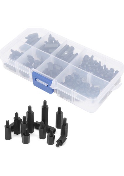 180 Adet Naylon Vida Somun Çeşitleri Standoff Kiti Tek Yönlü Siyah M3 x 6mm Yeni (Yurt Dışından)