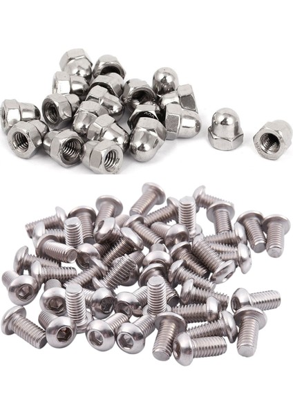 20 Adet M6 Konu Dia Kubbe Şapka Meşe Palamudu Altıgen Somun ile 50 Adet M6X12MM Paslanmaz Çelik Altıgen Soket Düğme Başlı Vidalar (Yurt Dışından)