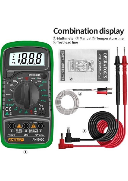 Aneng LCD Ekran Dijital Multimetre Ac/dc Gerilim Ölçer Multimetre Voltmetre Multimetre Volt Ohm Ampermetre Diyot Direnç Kapasite Ölçer (Yurt Dışından)