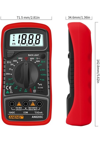 Aneng LCD Ekran Dijital Multimetre Ac/dc Gerilim Ölçer Multimetre Voltmetre Multimetre Volt Ohm Ampermetre Diyot Direnç Kapasite Ölçer (Yurt Dışından)