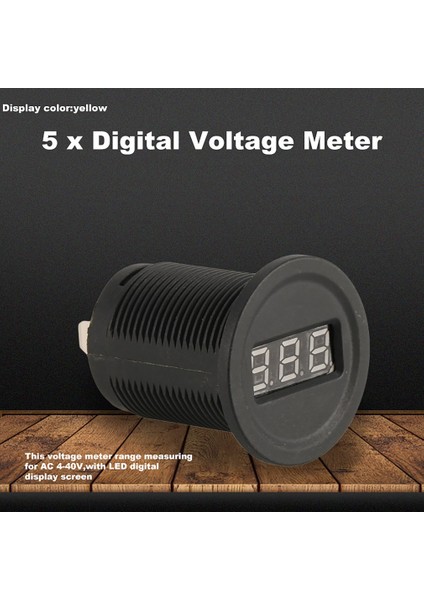 5 Adet 4-40V Yuvarlak LED Ekran Paneli Voltmetre Gerilim Ölçer Test Cihazı Oto Araba (Yurt Dışından)