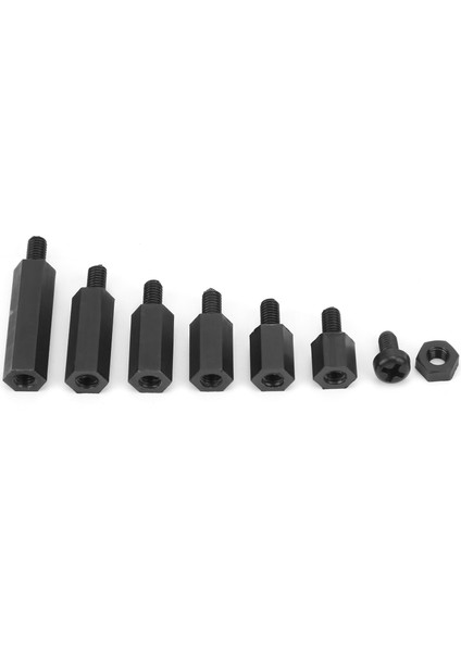 180 Adet Naylon Vida Somun Çeşitleri Standoff Kiti Tek Yönlü Siyah M3 x 6mm Yeni (Yurt Dışından)
