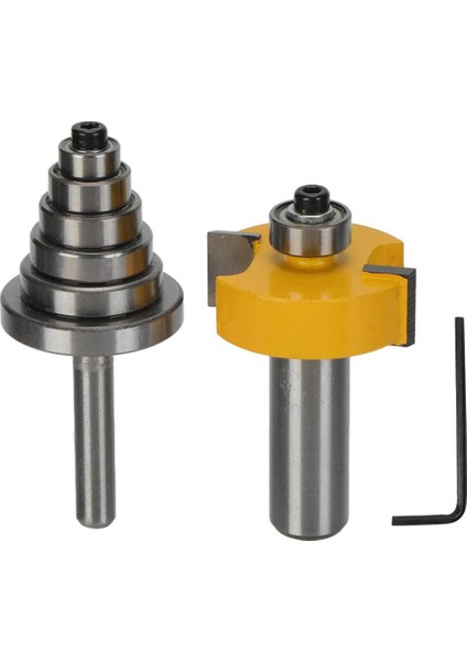 Chenba Tan 2 Takım Rabbet Yönlendirici Bit Gümüş Sarı T Tipi Rabbeting Zıvana Freze Kesici 1/2in Shank (Yurt Dışından)