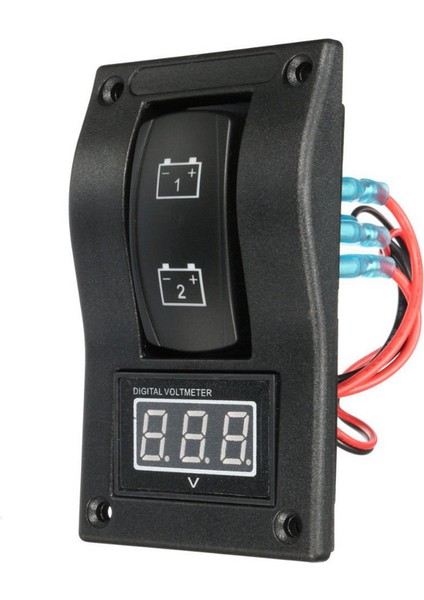 12-24V LED Çift Pil Test Paneli Rocker Anahtarı Araba Kamyon Deniz Tekne Voltmetre 4p On-Off-On (Yurt Dışından)
