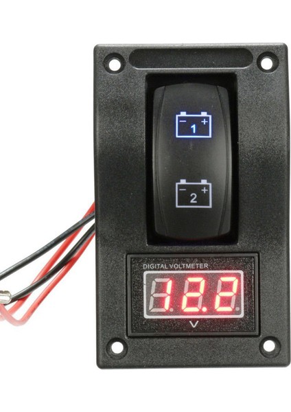 12-24V LED Çift Pil Test Paneli Rocker Anahtarı Araba Kamyon Deniz Tekne Voltmetre 4p On-Off-On (Yurt Dışından)