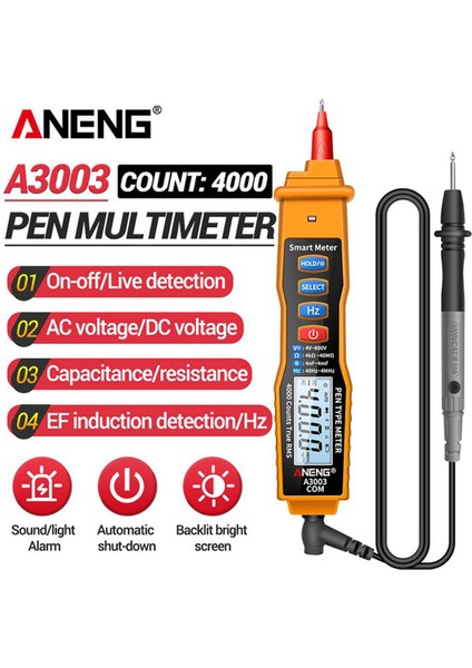 Gerilim Ölçer El Arkadan Aydınlatmalı LCD Ekran Kalem Tipi Dijital Multimetre Dc/ac Gerilim Ölçer Direnç Diyot Süreklilik Test Cihazı Multimetre Aksesuarları (Yurt Dışından)