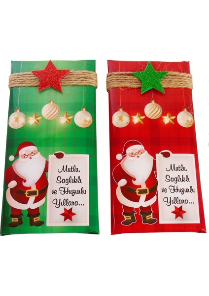 Kırmızı Asetatlı Kutuda, Yıldızlı Noel Baba Yılbaşı Çikolatası modelleri