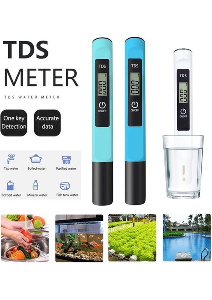 1 Adet Tds Metre Dijital LCD Su Test Kalemi Su Kalitesi Test Cihazı Ölçüm Aracı (Yurt Dışından)
