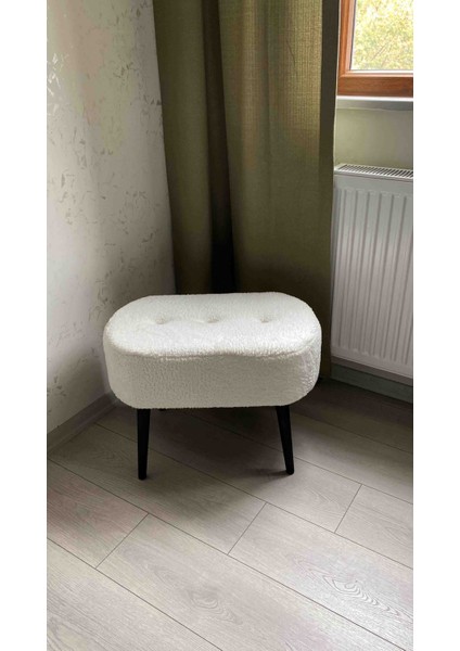 Gürgen Ahşap Ayak Welsoft Kumaş Oval Pufidik Puf Bench Tabure Sandalye modelleri