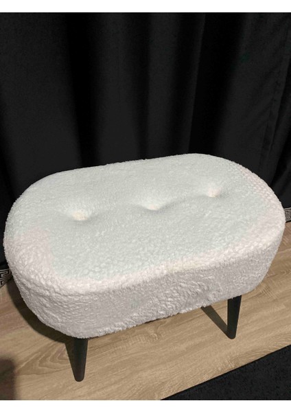 Gürgen Ahşap Ayak Welsoft Kumaş Oval Pufidik Puf Bench Tabure Sandalye fırsatları