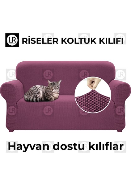 Riselerhome Lastıklı Esnek Koltuk Kanepe Kılıfı Takımı Çekyat Örtüsü  (3+3+1+1 ) Takım