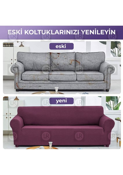 Riselerhome Lastıklı Esnek Koltuk Kanepe Kılıfı Takımı Çekyat Örtüsü  (3+3+1+1 ) Takım